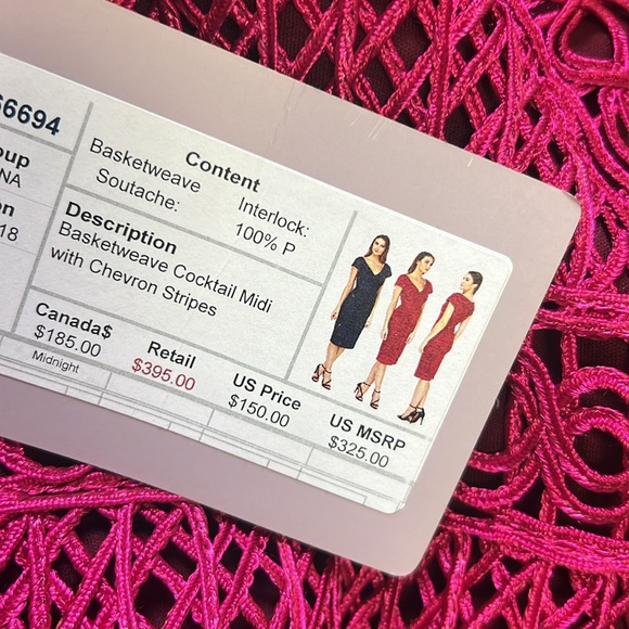 JS collections basketweave with Chevron stripes cap sleeves cocktail dress - Picture 10 of 12